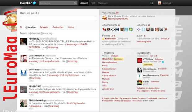 Twitter interface of lEuromag magazine